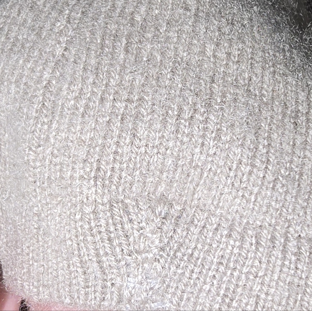Neiman Marcus The Cashmere Collection Lace Trim Beige Cashmere Sweater M *READ* - Picture 8 of 9